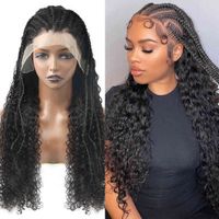 Wholesale Front Income Wig x4 Hd Goddess Half braid Weaving Stitch Curly Human Hair Preselected Braid Combed