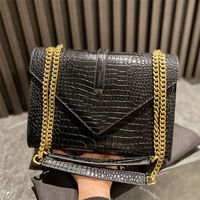 Wholesale Top Quality Black Alligator One Shoulder Bags For Women M Size x20cm Come With Dust Bag Box Famous Brand Gold Chains Big Envelope Handbags Small Leather Pu Handbags