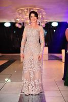 Wholesale Plus Size Mother Of The Bride Dresses A line Long Sleeves Tulle Appliques Lace Long Groom Mother Dresses For Weddings