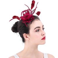 Wholesale Hair Accessories Style Sinamay Roses Marron Fascinator Headwear Church Wedding Elegant Bridal Party Millinery Cocktail Hats