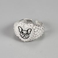 Wholesale European and American Cute Pug Ring Shape Heavy Industry Sterling Silver Ins Original Animal Series Dog Open