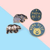 Wholesale Polar Bear Series Cartoon Brooches Women Alloy Round Animal Letter Clothes Pins Enamel Mountain Tree Moon Badge Brooch Pin T2