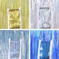 Wholesale 1x2M Metallic Foil Fringe Shimmer Backdrop Wedding Party Wall Decoration Photo Booth Backdrop Tinsel Glitter Curtain Gold Colors DHL