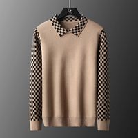 Wholesale Men s Hoodies Sweatshirts Herren pullover Autumn fake two high quality trellion sweater vest knitted for man IS9B