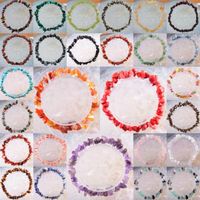 Wholesale Beaded Strands Bangle For Women Girls Natural Stone Chip Beads Pink Quartz Crystal White Opal Red Carnelian Lapis Cord Stretch Bracelet quot