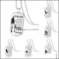 Wholesale Pendants Stainless Steel Son To My Daughter Necklaces For Boys Girls Inspirational Letter Dog Tag Pendant Beads Chains Dad Mom Jewelry Dro