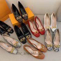 Wholesale 2021 luxury autumn women office shoes professional retro presbyopia shallow mouth square toe single shoe leather high heels all match stiletto cm size With Box