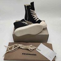 Wholesale Dress Shoes Rick canvas sneakers for men and women Owens shoelaces high soled boots casual shoes L8E