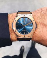 Wholesale Mens Wristwatches automatic mechanical luxurywatch classic fusion design gray blue black dial mm tape sapphire calfskin belt movement men wristwatch watches