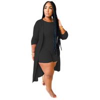 Wholesale Women s Tracksuits Sexy Piece Set Clothes For Women Solid Workout Skinny Short Playsuits Long Sleeve Maxi Open Stitch Casual Outfits