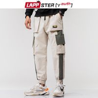 Wholesale Men s Pants LAPPSTER Youth Men Patchwork Streetwear Joggers Mens Hip Hop Fashions Cargo Beige Spring Casual Trousers XL