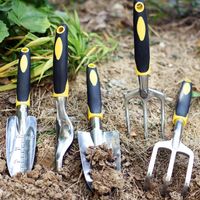 Wholesale Spade Shovel Garden Tool Set Aluminum Heads Gardening Kit With Soft Rubberized Non Slip Transplant Trowel Cultivator Hand Rake