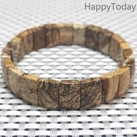 Wholesale Natural Picture Jasper Rectangle Bracelet natural Stone Bangle Jewelry For Woman Gift