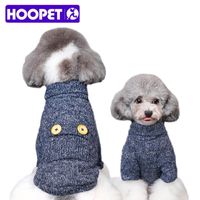 Wholesale Dog Apparel Hoopet Pet Clothes Winter Woolen Turtleneck Sweater Cotton Knit Button Decor Christmas Sweaters For Small XS XL