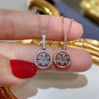 Wholesale Choucong Brand Women s Fashion Circle Pendant Luxury Jewelry Sterling Silver Rose Gold Fill Sparkling Eternity A Cubic Zircon Diamond Women Clavicle Necklace