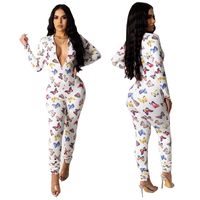Wholesale Women s Jumpsuits Rompers Butterfly Print Long Women Pants Elegant Night Party Jumpsuit Sexy Female Bodycon Overall Plus Size