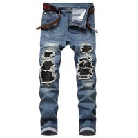 Wholesale Men s Jeans Europe And The United States High Street Hole Black Feng Slim Small Leg Skin Elastic Trousers