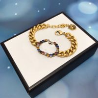 Wholesale Fashion Designer Charm Bracelets Men Women Luxury Jewelry Brace Lace Beaded Letters Crystal Chain Bracelet Black Sliver Cuff Chains High Quality