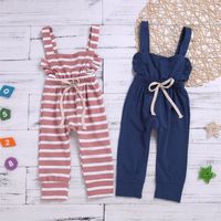 Wholesale kids clothes girls boys Backless Striped romper newborn infant ruffle suspender Jumpsuits Summer Overalls baby Climbing clothing B3