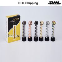 Wholesale Spiral Dry Burning Pipe Glass Metal Pipes Water Bong Stainless Steel Atomizer V12 Wound Bluntmedicine Tube Smoking Accessories