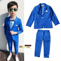 Wholesale 100 Good Quality Handsome Boys Formal Blazer Sets Kids Suit For Wedding Boy Royal Blue Children Dresses Clothes