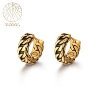 Wholesale Gold Chain Buddha Earrings Vintage Round Charm Stud Earrings Ancient Silver Color Fashion Women Earring Gift VE169