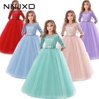 Wholesale Kids Bridesmaid Lace Girls Dress For Wedding and Party Dresses Evening Christmas Girl long Costume Princess Children Fancy Y