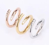 Wholesale Titanium steel nails Screwdriver love ring men and women gold engagement jewelry for lovers couple rings gift size with box