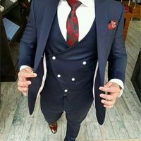 Wholesale Navy Blue Wedding Suits For Men Mens Suits Designers Slim Fit Street Smart Business Party Prom Blazer Pieces Suit Men