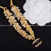 Wholesale Luxury Jewelry Classic Camellia Crystal Wheat Ear Gold Necklace Vintage For Women Top Quality Trends Chains