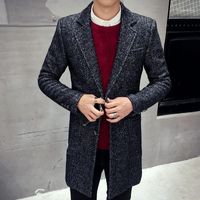 Wholesale Men s Jackets Slim Large Plaid Coat Suit Collar Wool Woolen Windbreaker Thick Warm Coat1