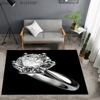 Wholesale Carpets Carat Wedding Ring Pattern Rectangle Living Room Carpet D Bright Diamond Print Rugs For Bedroom Dining Hall Kitchen