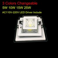 Wholesale Downlights Super Bright W Color Change LED Panel Downlight Square Glass Cover Lights High Ceiling Recessed Lamp V Driver