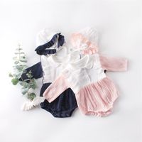 Wholesale Baby Girls Clothes Kids Patchwork Clothing Sets Rompers Ruffle Hats Suits Summer Breathable Jumpsuits Fashion Bodysuit Onesies Y2