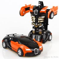 Wholesale 2in1 Plastic Mini Transformation Robot Car Toy For Boys Action Figure Collision Transform Inertial Cars Vehicle Deformation Model Gift