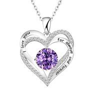 Wholesale Love Heart Women Necklace Rose Gold Plated Birthstone Pendant Necklac for Women