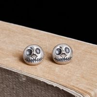 Wholesale Stud Sterling Silver Pumpkin Prince Jack Skull Big Earrings Halloween Jewelry