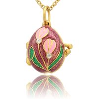 Wholesale Suitable for European luxury brands Russian egg enamel flower crystal pendant necklace Easter gifts