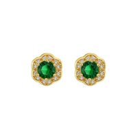 Wholesale 24k Gold Stud Earrings For Women Simple Zircon Flower Earring Wedding Engagement Fine Jewelry Kolczyki Damskie