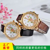 Wholesale New Fashion Quartz Watch Iron Tower Flower Rattan Gold Korean Large Thin Belt Women s Model