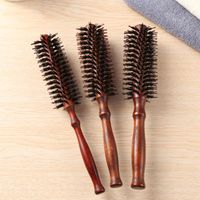 Wholesale Hair Brushes Sizes Anti Static Wood Boar Bristle Round Brush Hairdresser Styling Tools Teasing For Curly Comb