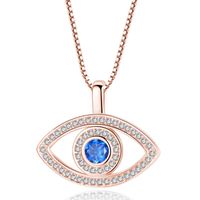 Wholesale Pendant Necklaces Fashion Jewelry Blue Cubic Zirconia Turkish Evil Eye Elegant Women Rose Gold Color Necklace