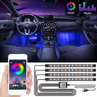 Wholesale Car Decoration Light Interior Atmosphere Lights RGB LED Strip Light With USB Cigarette Lighter Wireless Remote Music Control APP Multiple Modes