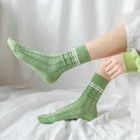 Wholesale Socks Hosiery Pair Women Cotton Long Casual Fashion Solid Color Stripe Style Green Summer Breathable Cute Soft Girls