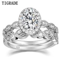 Wholesale Cluster Rings TIGRADE Sterling Silver Bridal Sets Oval Cubic Zirconia CZ Engagements Wedding Bands For Women Promise Ring