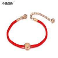 Wholesale Vintage Titanium Stainless Steel Chinese Style Blessing Charm Bracelet For Women Red Rope Strand BB20012 Beaded Strands