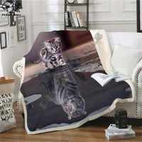Wholesale cute cat D Printing Plush Fleece Blanket Adult Fashion Quilts Home Office Washable Duvet Casual Kids Girls Sherpa Blanket