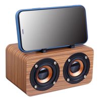 Wholesale Retro Mini Wooden Wireless Speaker inch Bluetooth Portable Speakers with Phone Holder Subwoofer Stereo Bass System TF USB MP3 Player Computer