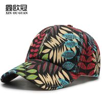 Wholesale 2019 New Korean Style Spring and Summer Peaked Cap Lady Maple Leaf Flower Cloth All Matching Baseball Cap Fashion Outdoor Fashion Cap