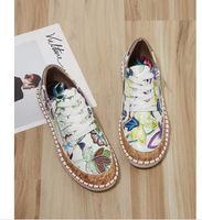 Wholesale women student summer fabric loafers shoes casual flat flower printe spring breathable Antiskid sole flats big size in stock soft shoes